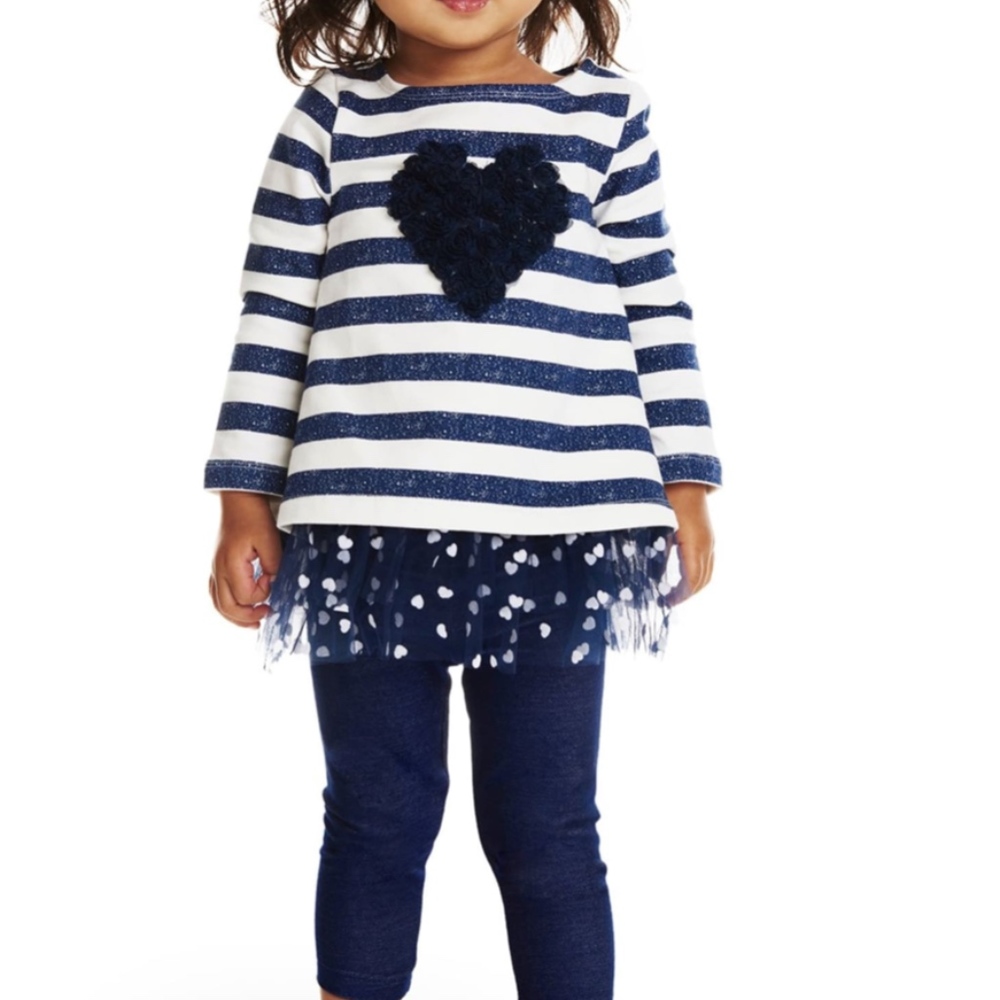 Pippa & Julie Rosette Heart Stripe Tee NWOT [3M]